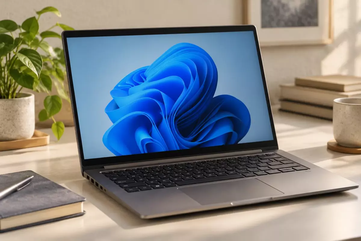 Ноутбук на столе как иллюстрация настройки восстановления Windows